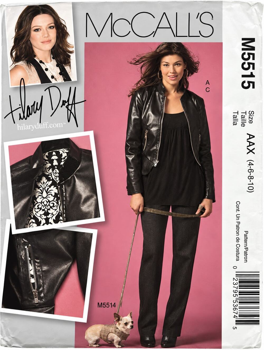 McCalls Sewing Pattern M5515 Sz 4-10 Leather Bomber Biker Jacket & Pants Uncut